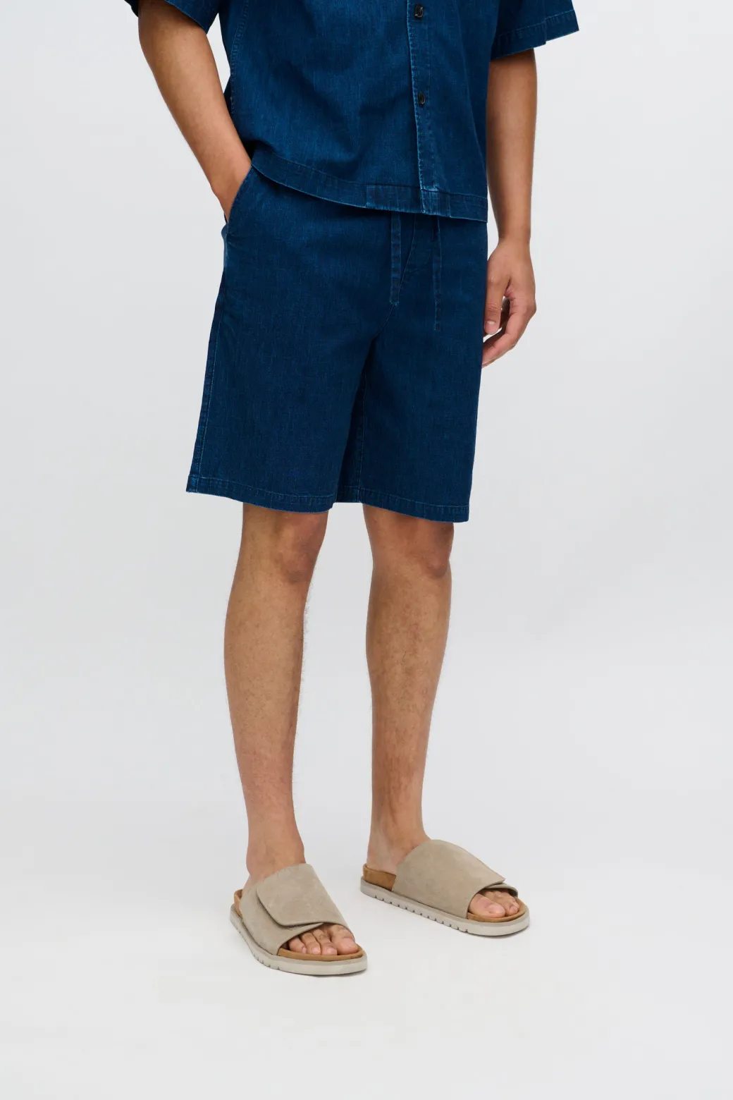 Minimum Shorts | Atlas denim and linen blend shorts 4239 - Sky Captain SkyCaptain