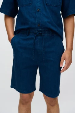 Minimum Shorts | Atlas denim and linen blend shorts 4239 - Sky Captain SkyCaptain