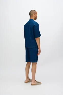 Minimum Shorts | Atlas denim and linen blend shorts 4239 - Sky Captain SkyCaptain