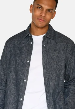 Minimum Shirts | Douglas linen denim shirt 4128 - Sky Captain SkyCaptain