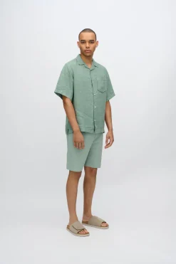 Minimum Shirts | Hayden short sleeved linen shirt 4115 - Iceberg Green IcebergGreen