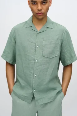 Minimum Shirts | Hayden short sleeved linen shirt 4115 - Iceberg Green IcebergGreen