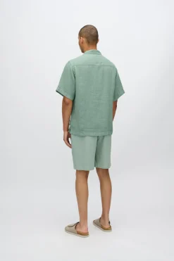 Minimum Shirts | Hayden short sleeved linen shirt 4115 - Iceberg Green IcebergGreen