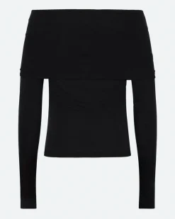 Minimum Blouses | Lena off shoulder t-shirt 4158 - Black Ink BlackInk
