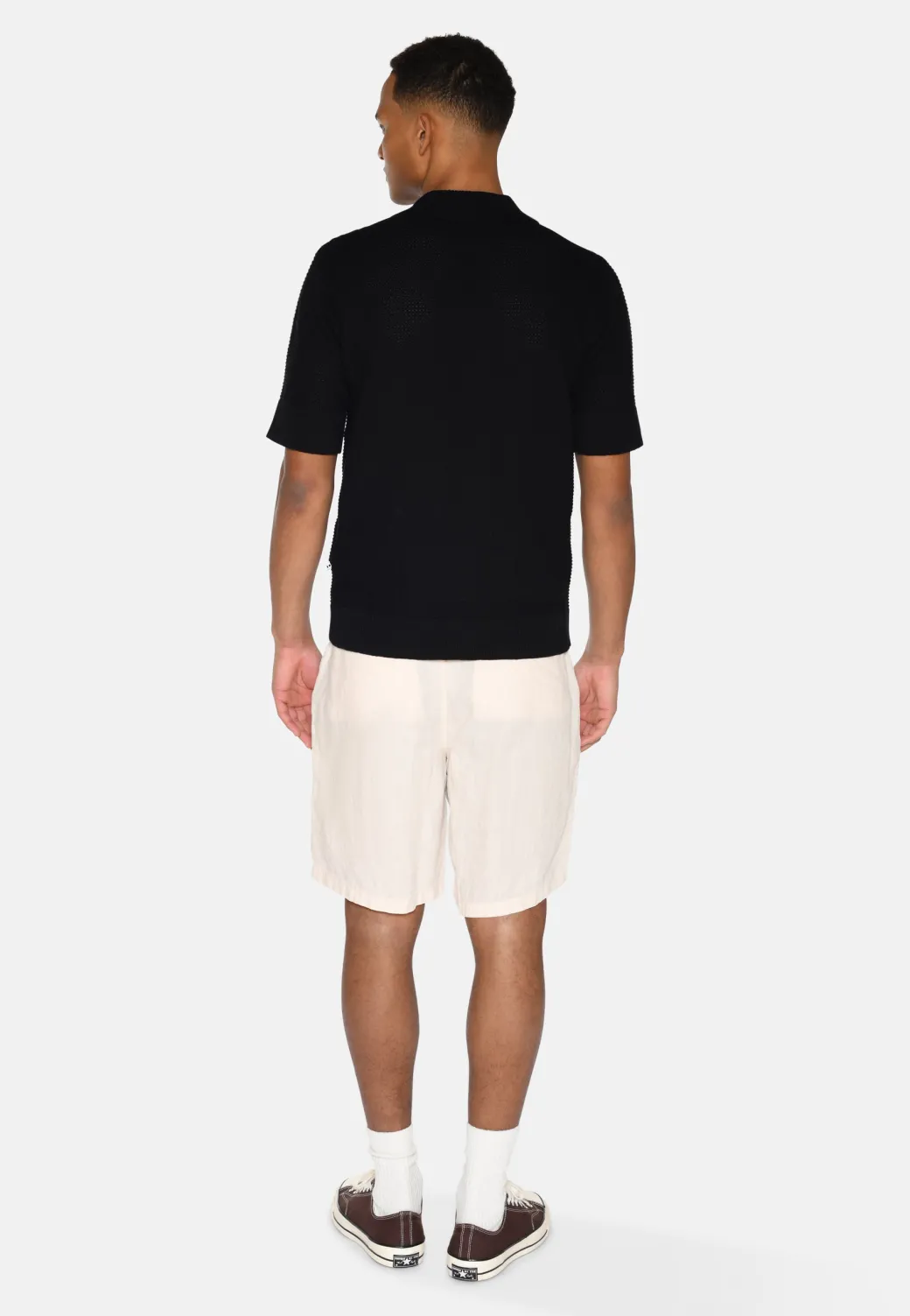 Minimum Knitwear | Mason crochet polo shirt 4177 - Black