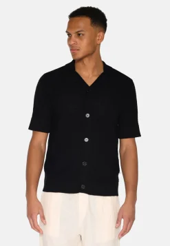 Minimum Knitwear | Mason crochet polo shirt 4177 - Black