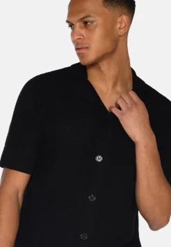 Minimum Knitwear | Mason crochet polo shirt 4177 - Black