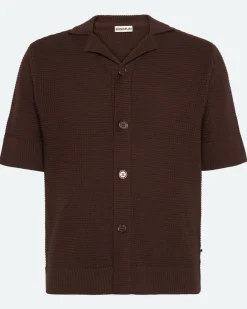 Minimum Knitwear | Mason crochet polo shirt 4177 - Demitasse