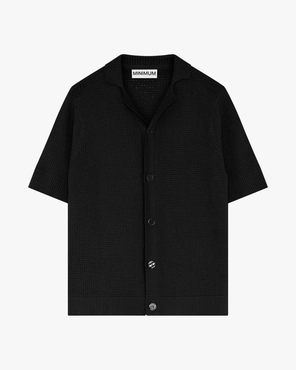Minimum Knitwear | Mason crochet polo shirt 4177 - Black