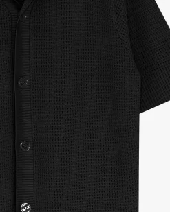 Minimum Knitwear | Mason crochet polo shirt 4177 - Black