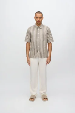 Minimum Shirts | Nash short sleeved striped shirt 4242 - Hay