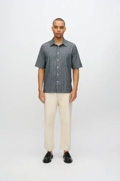 Minimum Shirts | Nash short sleeved striped shirt 4242 - Black