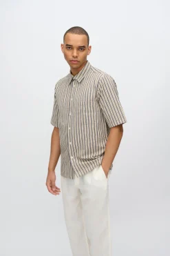 Minimum Shirts | Nash short sleeved striped shirt 4242 - Hay