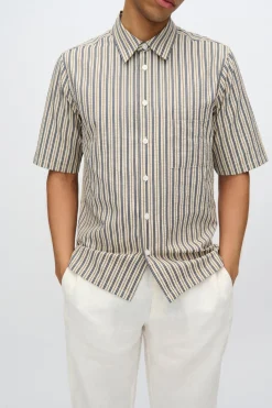 Minimum Shirts | Nash short sleeved striped shirt 4242 - Hay