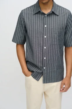 Minimum Shirts | Nash short sleeved striped shirt 4242 - Black