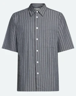 Minimum Shirts | Nash short sleeved striped shirt 4242 - Black