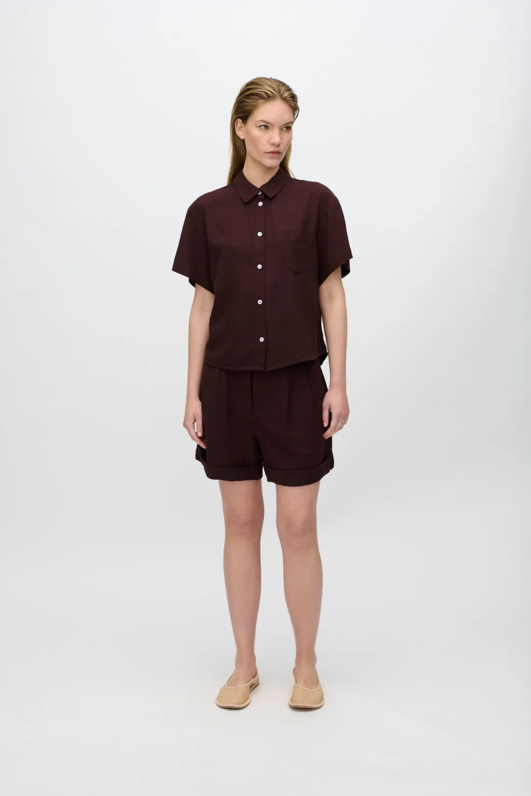Minimum Shirts | Sage short sleeved shirt 3069 - French Roast FrenchRoast